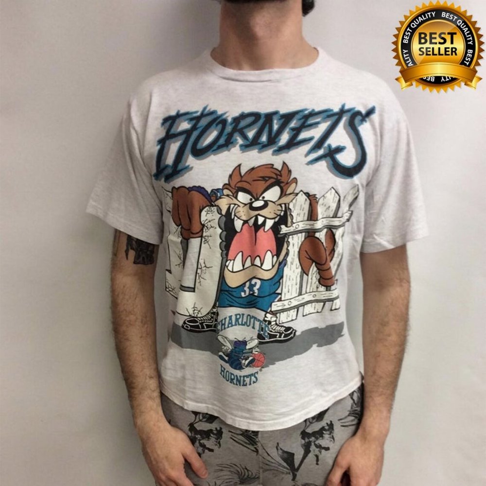 Vintage Charlotte Hornets Looney Tunes Taz Ash T-Shirt, Charlotte Hornets Tees